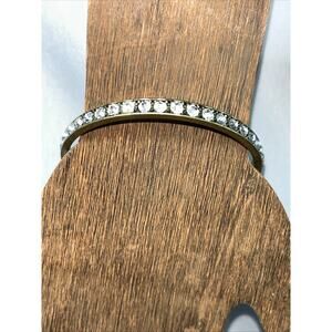 PREMIER DESIGNS Vintage Rhinestone Brass Bangle Bracelet 1/4” X Size 8